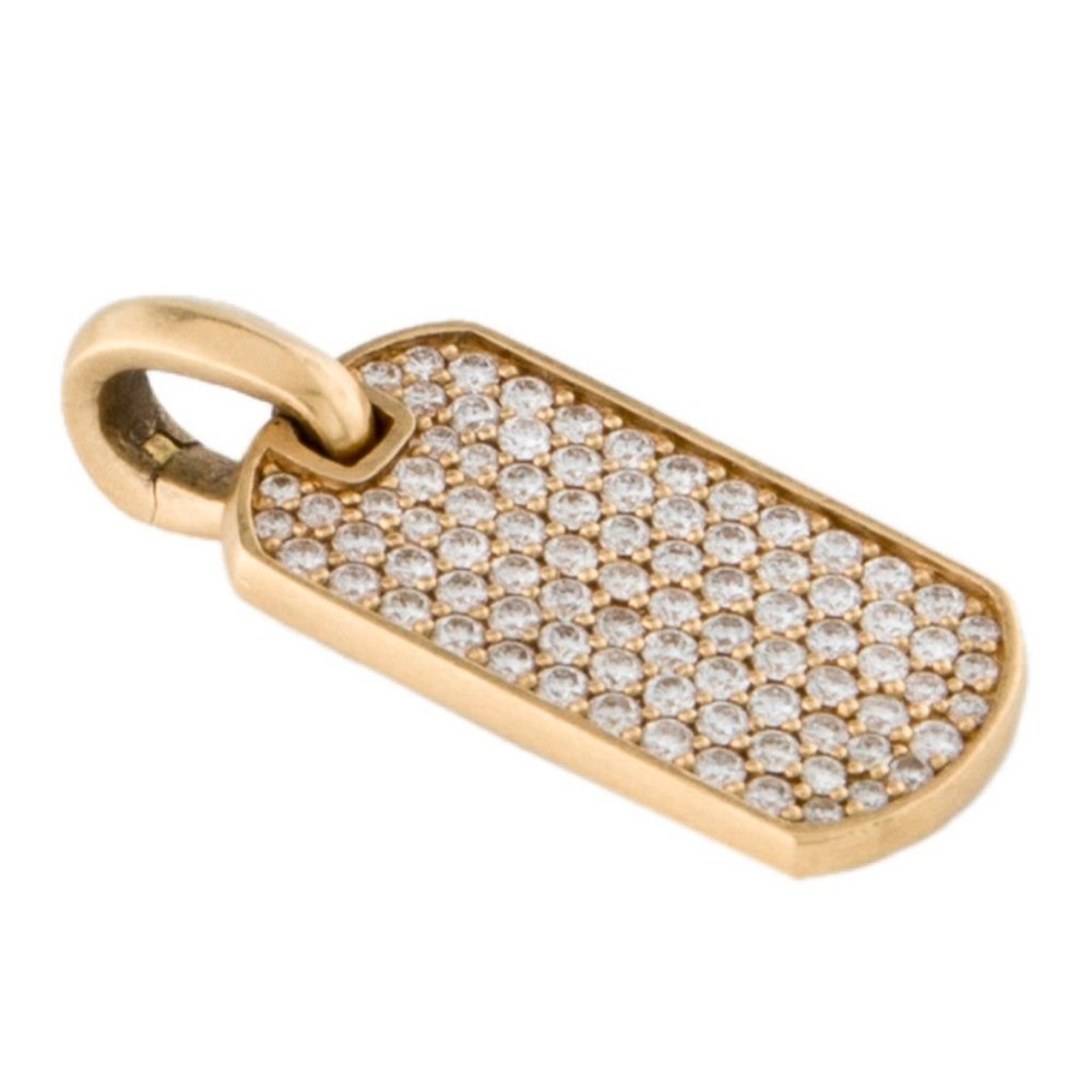DAVID YURMAN 18K YELLOW GOLD DIAMOND 0.80CTW CHEVRON DOG TAG - Picture 6 of 10